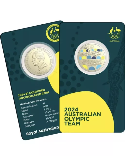AUSTRALIAN OLYMPIC TEAM 2024 1 Coloured AlBr Uncirculated Coin 25.99