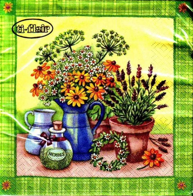 20 Servietten, Tissue Napkins, Motiv "Herbage" 33cm x 33 cm