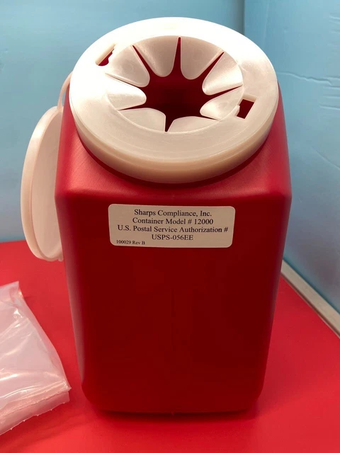 FREE SHIPPING 2g Sharps Container & Free Postage System Diabetic Needle Disposal