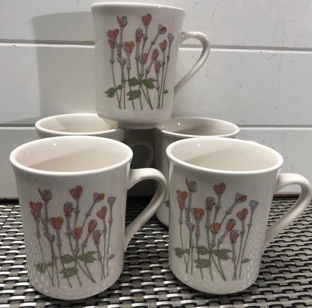 VTG Syracuse China Restaurant Ware Floral Syralite  8 ounce Mugs  (5)