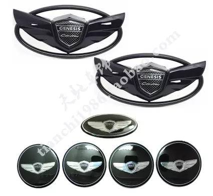 Set di 7 set Genesis Gloss Coppa Nera Coppa Badge Baule Copri Volante Ruota
