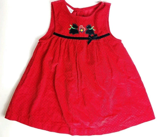 Samantha Says Red Corduroy Polka Dots Jumper Dress Scottie Dogs Sleeveless Sz4T