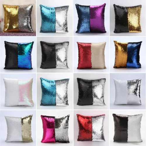 Magic Mermaid Pillow Case Reversible Sequin Glitter Sofa Cushion Cover