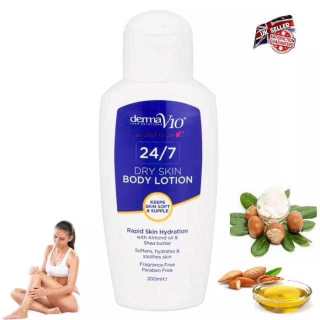Derma V10 24/7 dry skin body lotion almond oil & Shea Butter Keeps FragranceFree