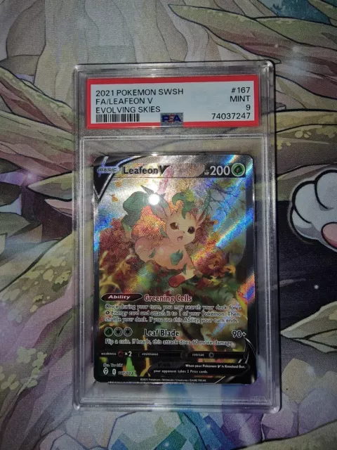 Pokemon Leafeon V Alternate Art Evolving Skies 167/203 PSA 9 MINT Graded Card