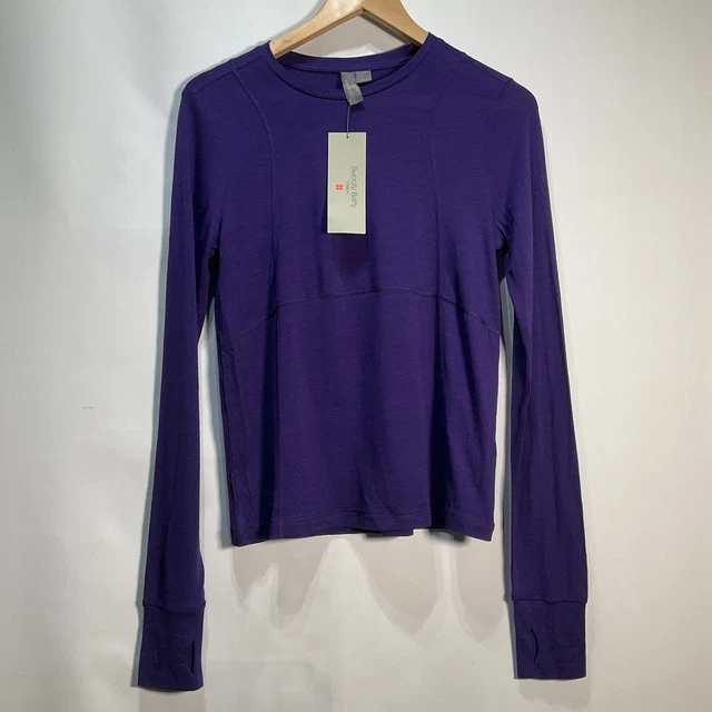 Sweaty Betty Trail Merino langärmeliges Damen-Top XS lila Laufen Training Yoga