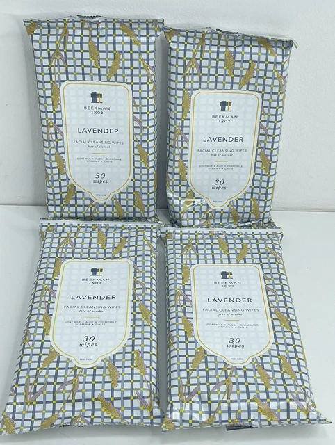 Beekman 1802 Facial Cleansing Wipes - Lavender - 30 Count - NEW. QTY:4