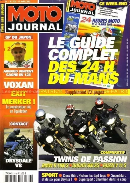 MOTO JOURNAL 1515 Essai Road Test BMW R1100 S DUCATI 900 SS ie GUZZI V11 Sport