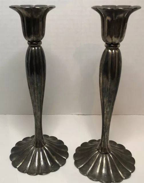 Godinger Silver Art Pair Of 10 Inch Tall  Candle Holders