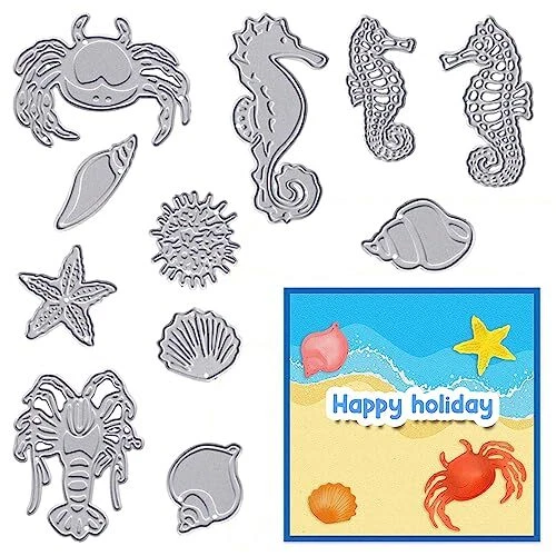 Troqueles de corte de cáscara de estrella de mar de metal para hacer tarjetas caracola cangrejo