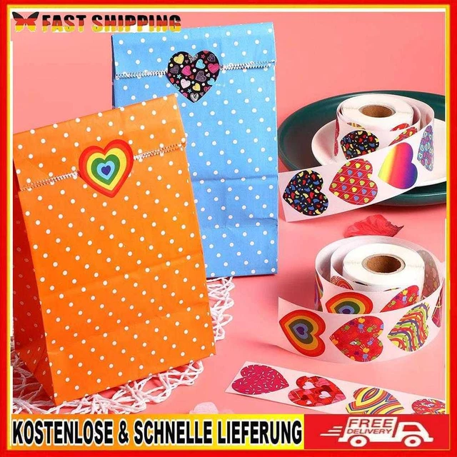 ADAGG Doasawn 500 Stück/Rolle Liebe Herzförmiger Etikettenaufkleber, Geschenkver