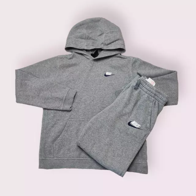 Felpa con cappuccio Nike tuta completa jogger grigia bambini ragazzi taglia XL ricamata