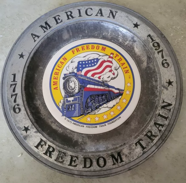 Bicentennial American Freedom Train Pewter Plate Americana Art China Ohio 1976