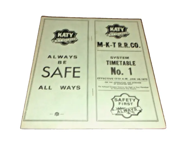 January 1975 Mkt Katy Missouri Kansas Texas System Employee Timetable #1