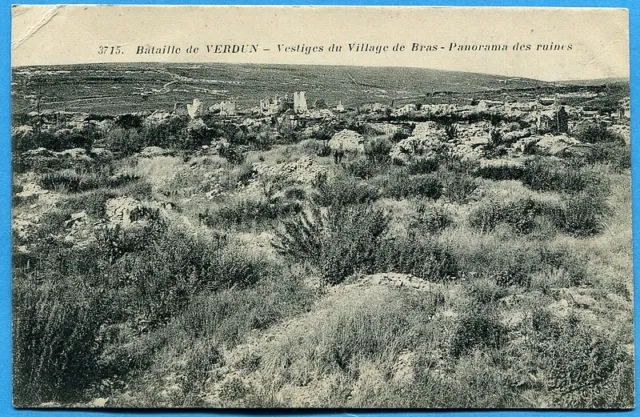 CPA : Bataille de Verdun - Vestiges du Village de Bras - Panorama des ruines