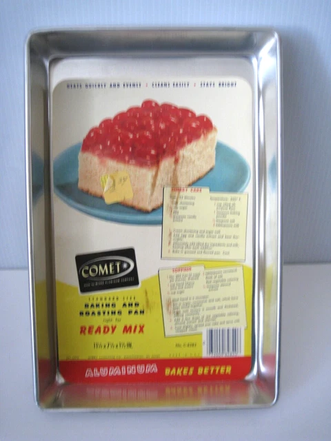 Vtg Comet Baking Roasting Pan 11.25X 7.5x 1.5 IN New Aluminum Pan w/ Orig Sheet