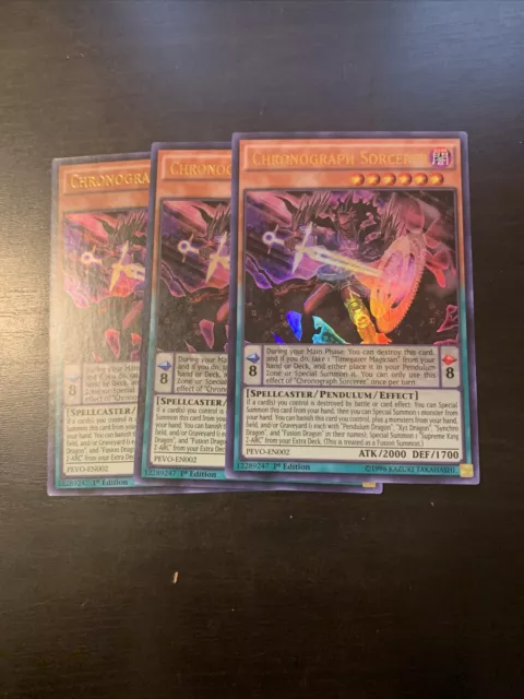 3x Chronograph Sorcerer 1st Edition Ultra Rare PEVO-EN002 Yu-Gi-Oh! NM