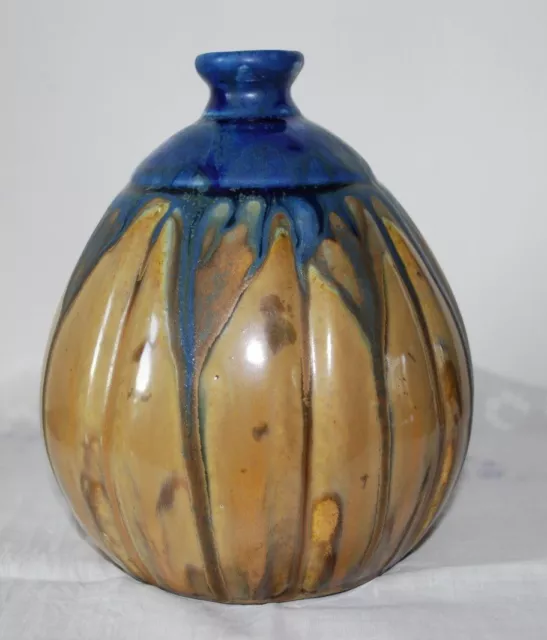 Vase boule Art déco en grès flammé, Méténier non signé