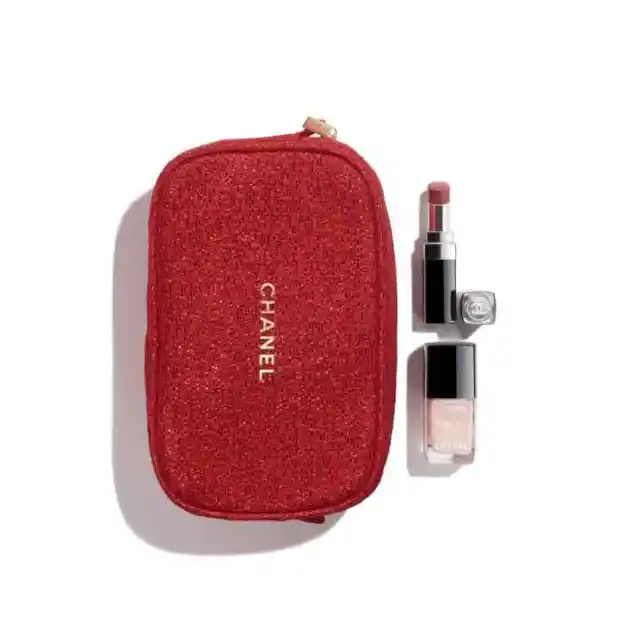 Chanel 2021 Holiday Gift Bag Set Natural Touch Rouge Coco Bloom Lip Nail Polish