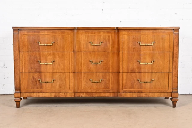 John Widdicomb French Regency Walnut and Burl Wood Dresser or Credenza, 1960s John Widdicomb French Regency Walnut and Burl Wood Dresser or Credenza, 1960s