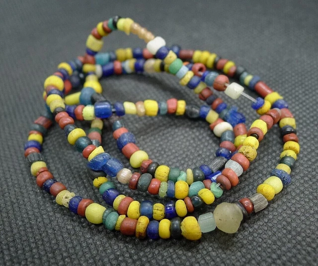 66cm Perle Verre Ancien Fouille Ancient Excavated Glass Trade Beads No Roman
