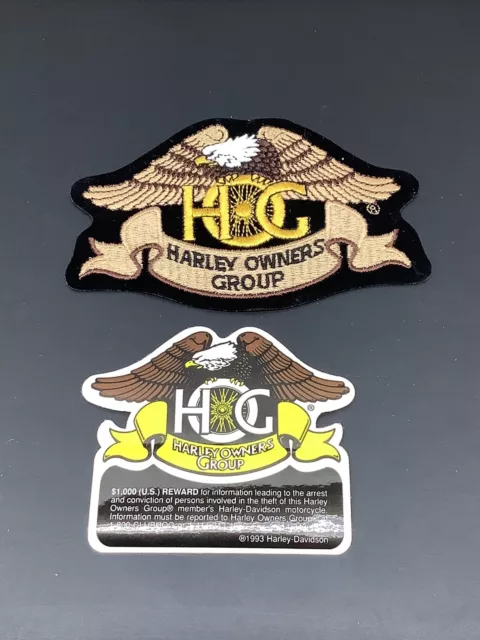 Harley Davidson 1993 HOG Owners Group Large Eagle Patch And Sticker