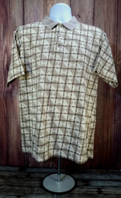 Vintage Natural Issue Men's L Equestrian Themed Polo Shirt, Bit & Bridal. C-3