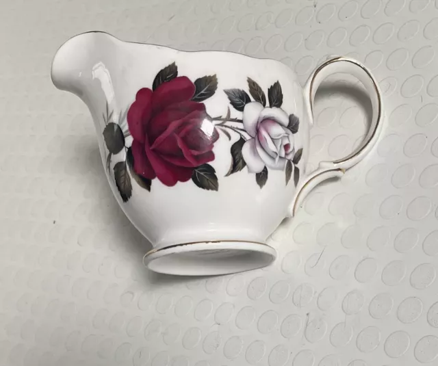 Vintage COLCLOUGH AMORETTA Red Rose Bone China Cream Milk Jug Ridgway Potteries