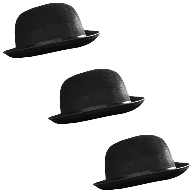 Black Felt Bowler Hat Mens Ladies Fancy Dress Multi Pack Lot 55Cm 58Cm 60Cm