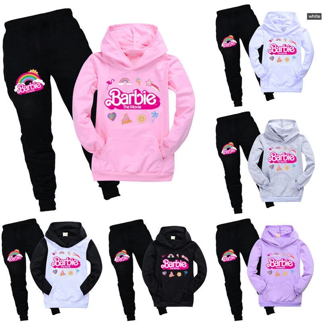 2PCS Kids Girls Barbie Hoodies Casual Jumper Sweatshirt Tops Pants Outfits Sets