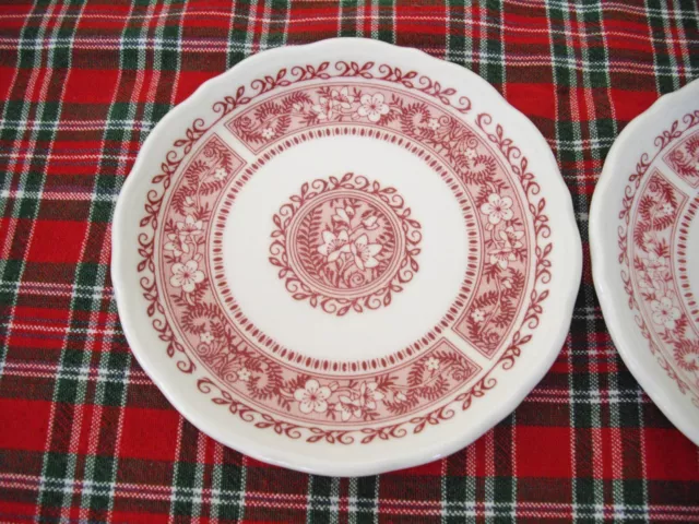 Vintage Syracuse China Strawberry Hill Red Flowers 5 1/2" Plates ~ Set of 2 ~ 2