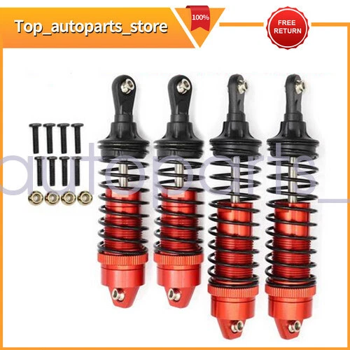 4Pcs For RC Hobby Car 1/10 Traxxas Slash 2WD Front and Rear Shock Absorber RED