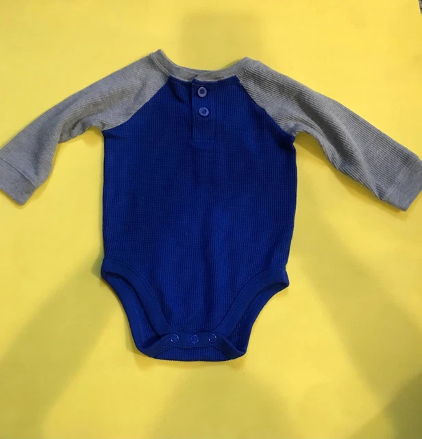 Grey and Blue Long Sleeve Boys One Piece Size 6-9 Months Baby Boy