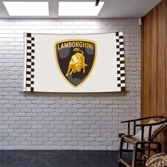 Lamborghini Flag 3x5 FT Car Logo Banner Flag  Racing Car Garage Wall Decor Sign 2