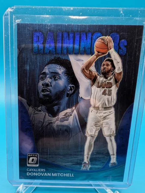 2022-23 Donruss Optic Basketball Donovan Mitchell Raining 3s #4 Blue Prizm /49