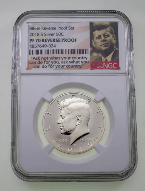 2018-S 50C Kennedy Demi Dollar Classé Par NGC PF70 Marche Arrière Imperméable