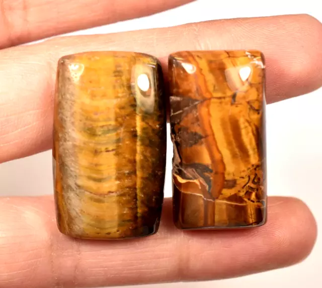 83.30 Ct Natural Brown Tiger Eye Cabochon Polished Emerald Cut Pair Gemstone