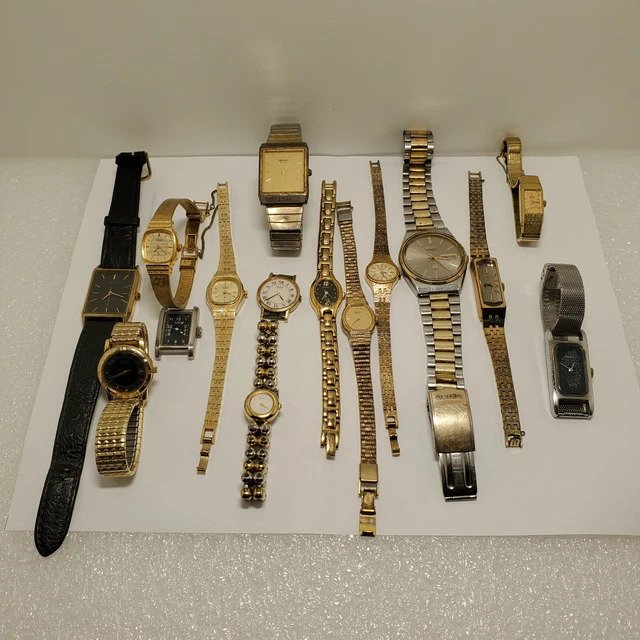 MENS WOMENS WATCH Lot of 15 Watches Parts Crafts Seiko Citizen Quartz