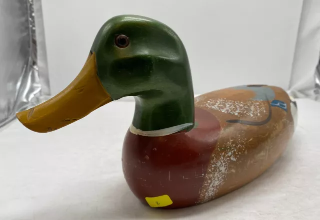 Mallard Duck Wood Hand Carved Wooden Vintage Decoy 14"x6"x4" duck B