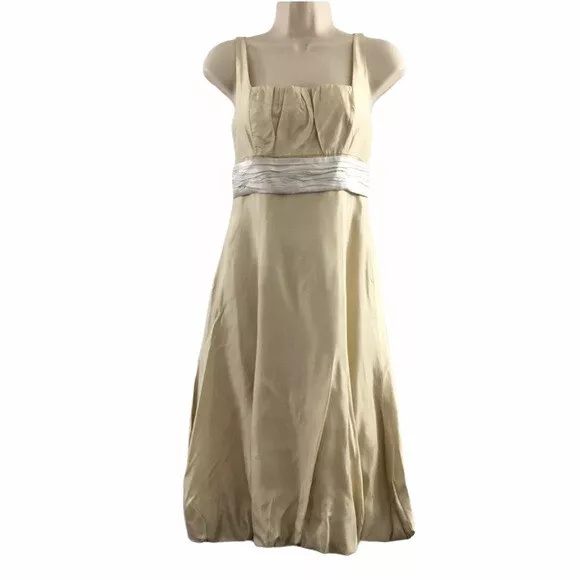 Vera Wang Maids Dress Womens Size 8 Cream Chiffon Taffeta Ruched Wedding