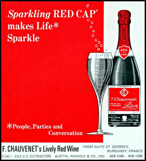 1968 F Chauvenet red wine red cap sparkling bottle vintage photo print Ad ads31
