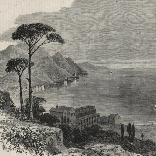 Italy - The Gulf of La Spezzia seen taken at Varignano - press engraving 1863