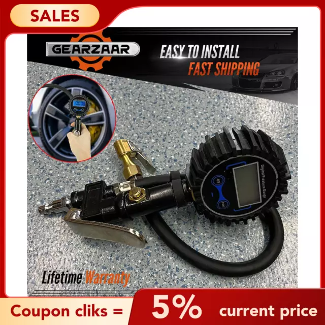 For Truck/ Car/Bike Digital Tire Inflator w/ Pressure Gauge 250 PSI Air Chuck US