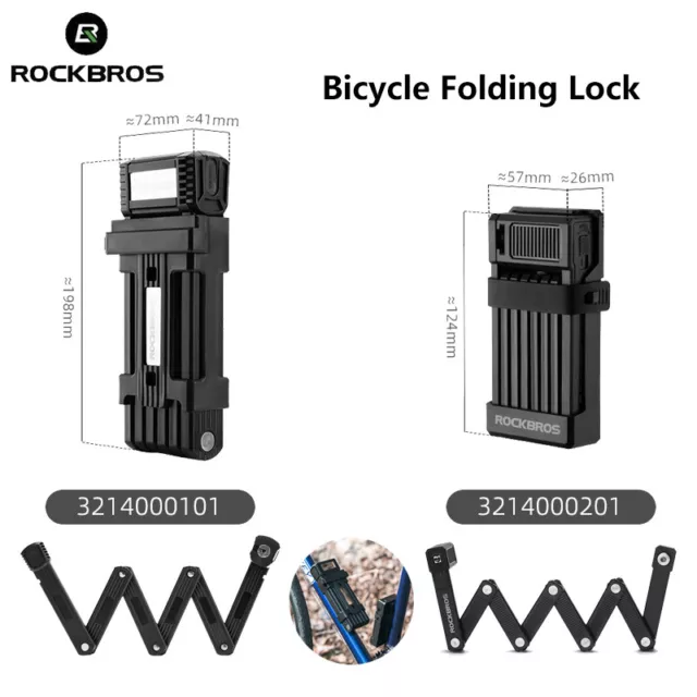 ROCKBROS MTB Bicycle Folding Lock Anti-Theft Motorcycle Bike Steel Cable Lock