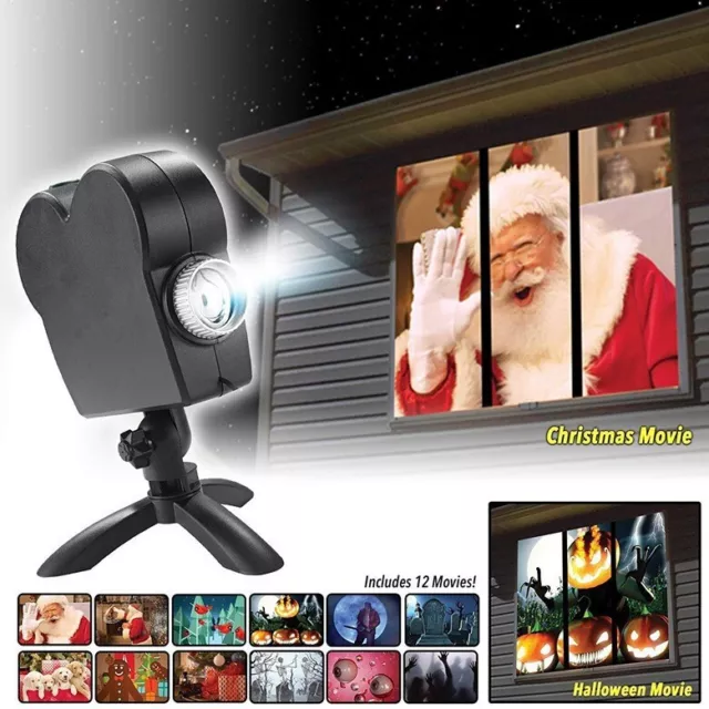 Projecteur laser de fenêtre pays des merveilles12 films lumière Halloween Noël