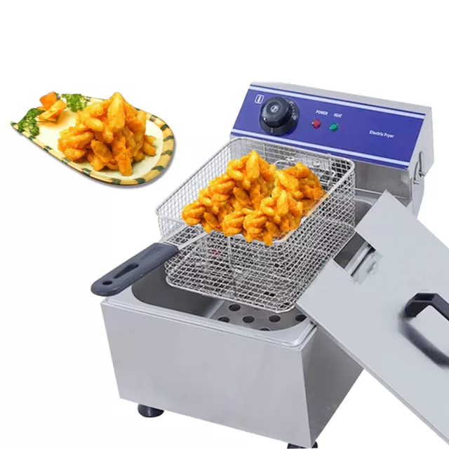 10L Electric Deep Fryer Commercial Stainless Steel Basket Chip Frying Cooker