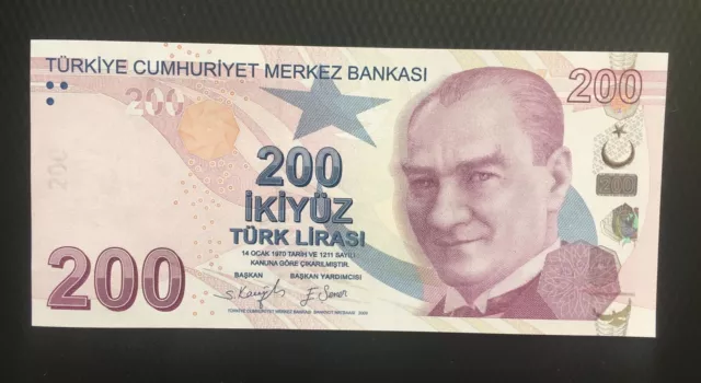 TURKEY 200 LIRA 2009(2020) UNC P-227d