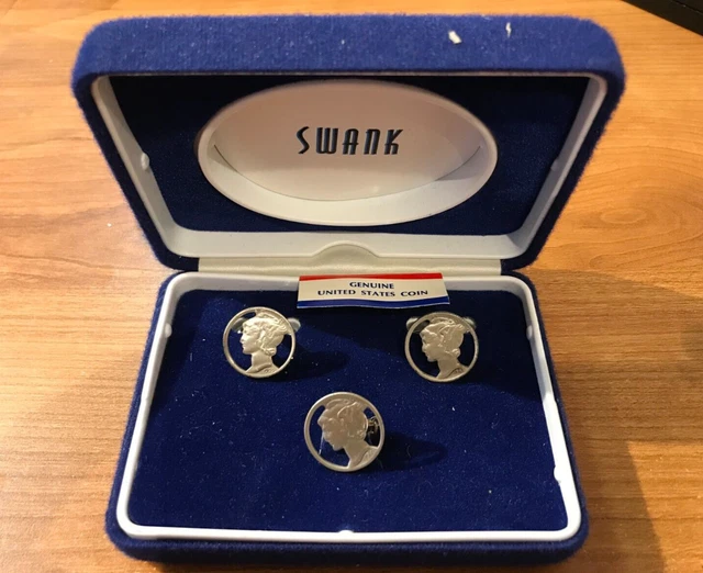 US silver Mercury Dime  swank cufflinks