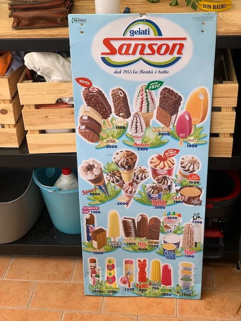 Enseigne Vintage "Gelati Sanson" - Plaque Publicitaire Années 1950/60 Glaces - Occasion
