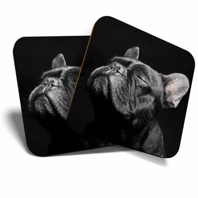 2 x Coasters - Black French Bulldog Dog Home Gift #3885